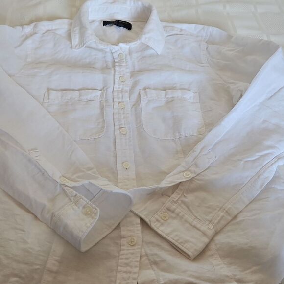 Banana Republic Women's Button-Down Long Sleeves Shirt White Small Petite - Picture 15 of 16